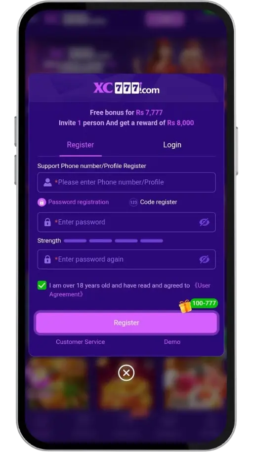 XC777 Game account registration